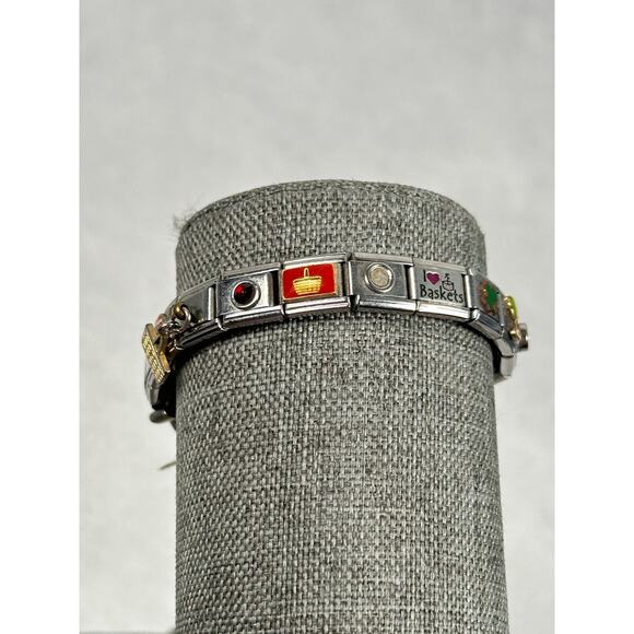 Longanberger Watch Womens 19mm Oval Blue Dial Charm Basket Stretchy New Battery - Picture 8 of 16